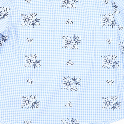 Pieces Womens Blue Check Polyester Basic Blouse Size S Round Neck