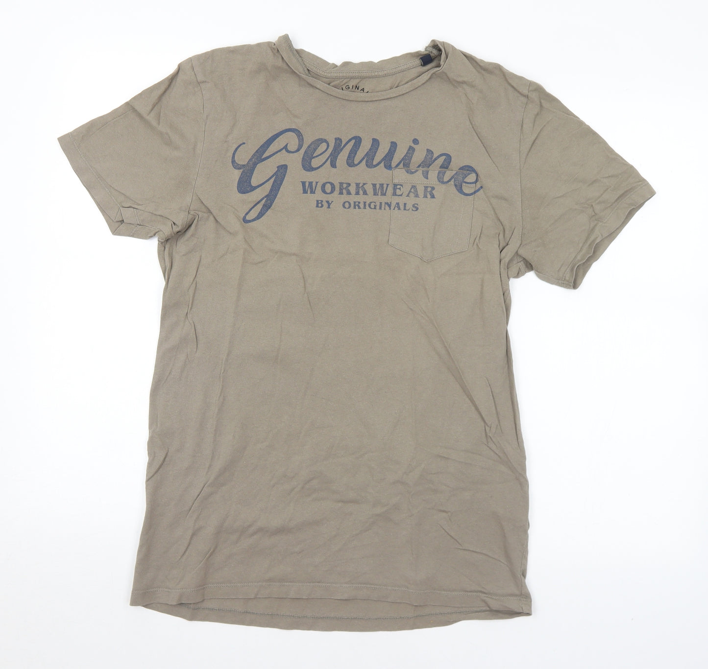 JACK & JONES Mens Brown  Cotton  T-Shirt Size S Round Neck