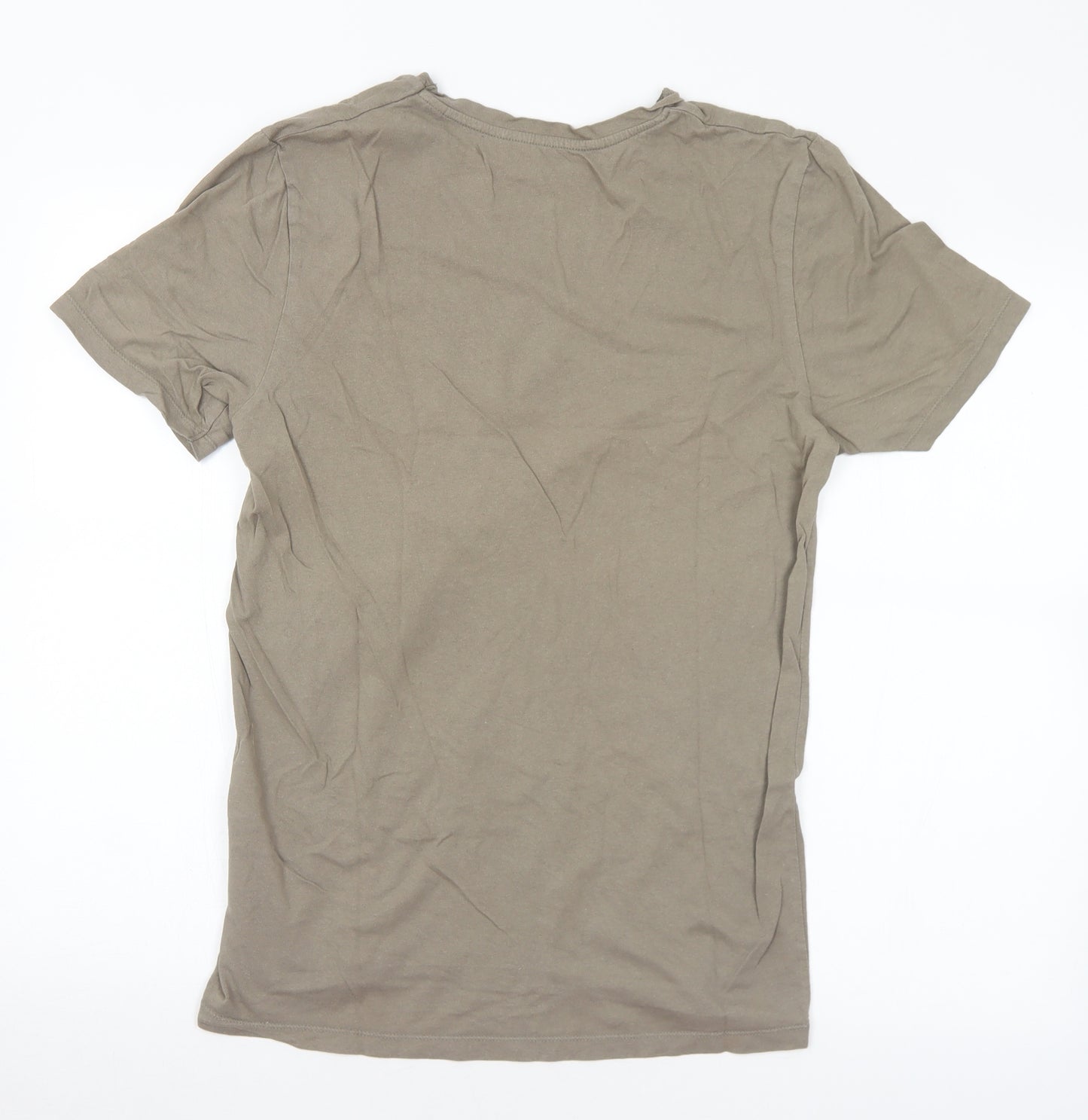 JACK & JONES Mens Brown  Cotton  T-Shirt Size S Round Neck