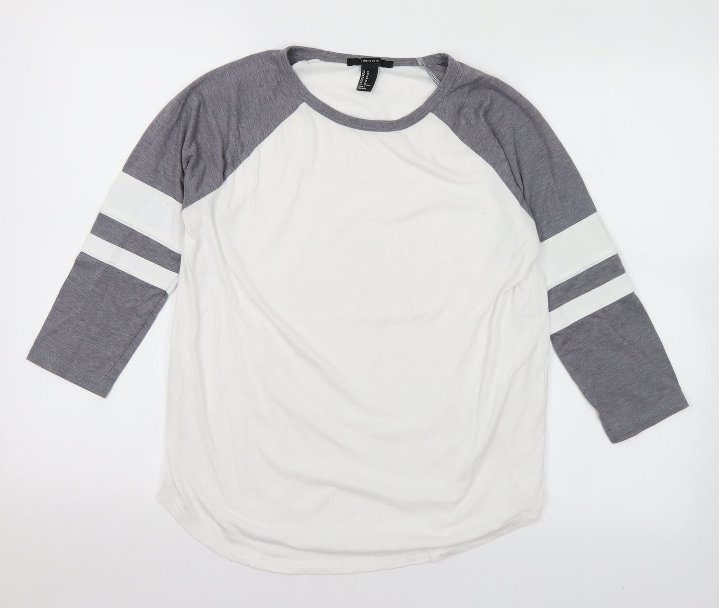 FOREVER 21 Womens White  Cotton Basic T-Shirt Size M Crew Neck