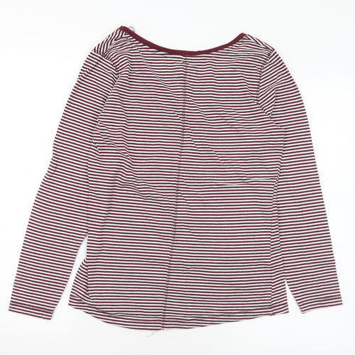 Dunnes Stores Womens Purple Striped Polyester Basic T-Shirt Size 12 Round Neck