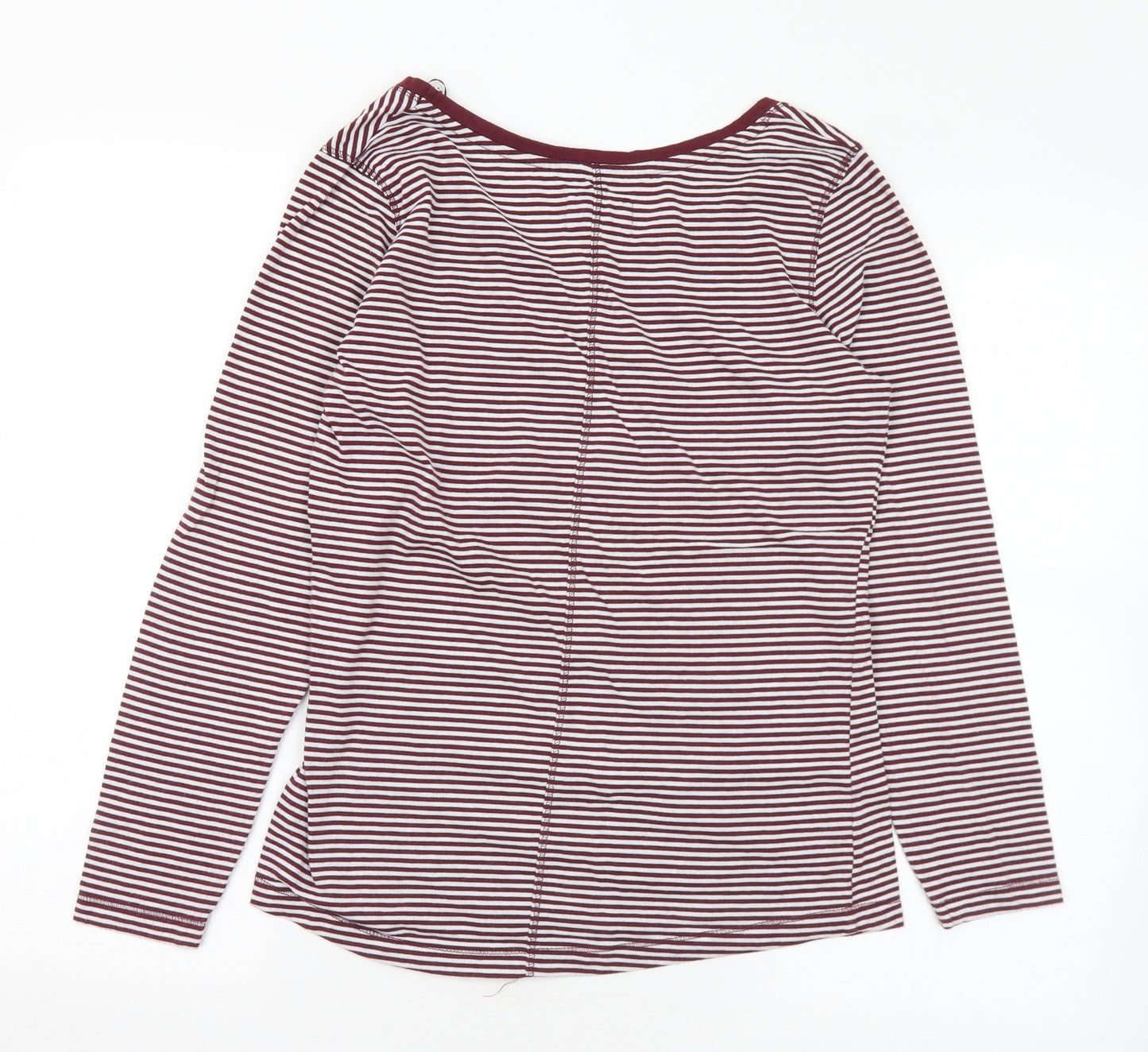 Dunnes Stores Womens Purple Striped Polyester Basic T-Shirt Size 12 Round Neck