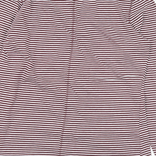 Dunnes Stores Womens Purple Striped Polyester Basic T-Shirt Size 12 Round Neck