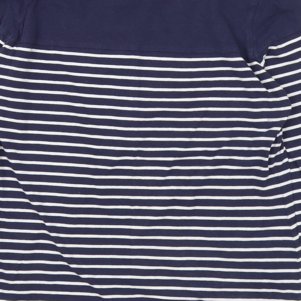 Marks and Spencer Womens Blue Striped Cotton Basic T-Shirt Size 12 Boat Neck