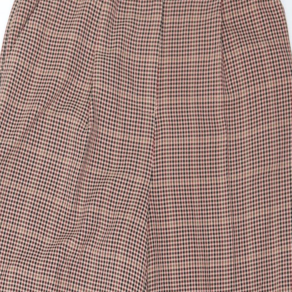 NEXT Womens Brown Houndstooth Polyester Cropped Trousers Size 10 L23 in Regular