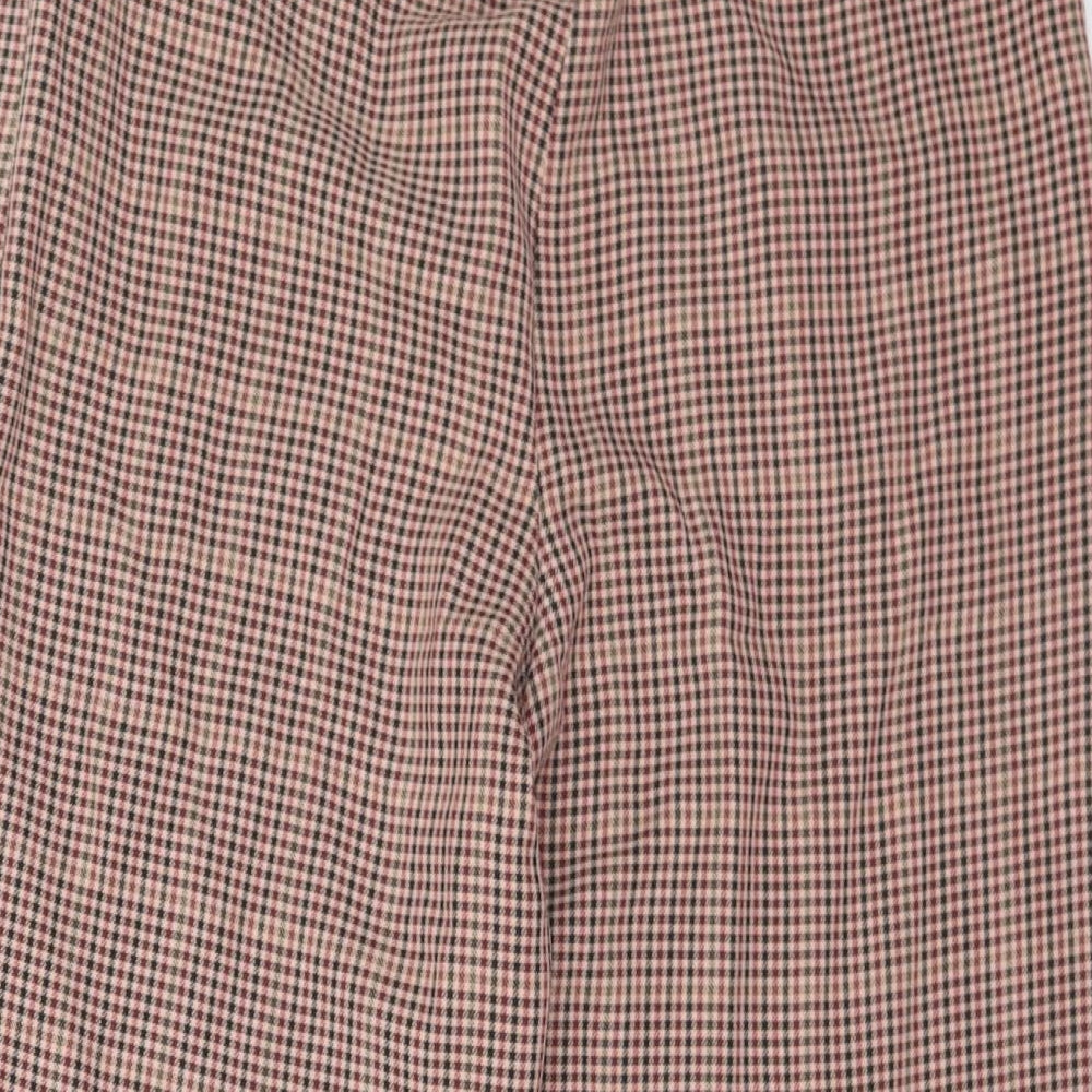 NEXT Womens Brown Houndstooth Polyester Cropped Trousers Size 10 L23 in Regular