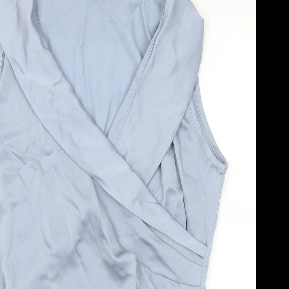 Preworn Womens Blue  Polyester Basic Blouse Size S V-Neck