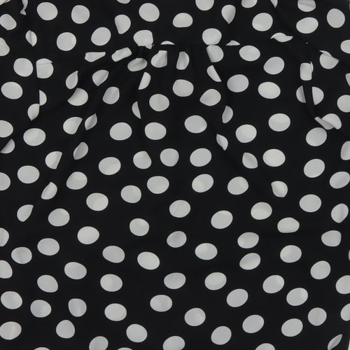 F&F Womens Black Polka Dot Polyester Basic Blouse Size 10 Henley