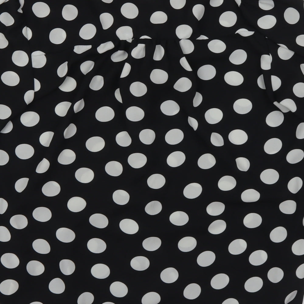 F&F Womens Black Polka Dot Polyester Basic Blouse Size 10 Henley