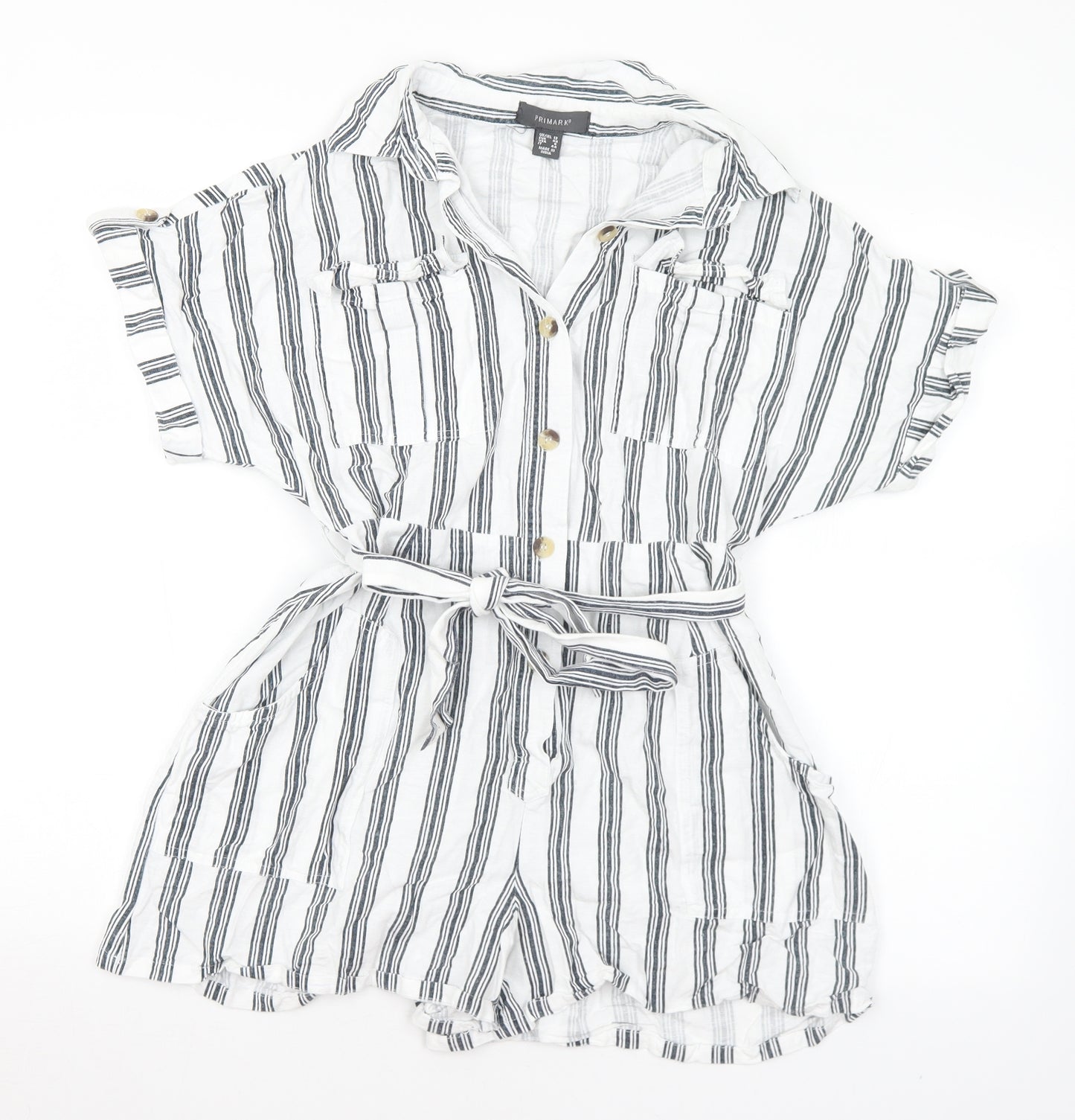 Primark Womens White Striped Viscose Romper One-Piece Size 12