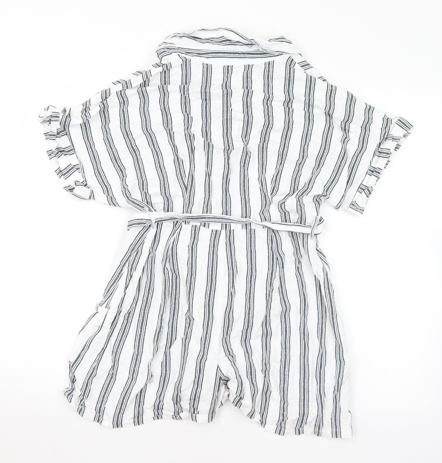 Primark Womens White Striped Viscose Romper One-Piece Size 12