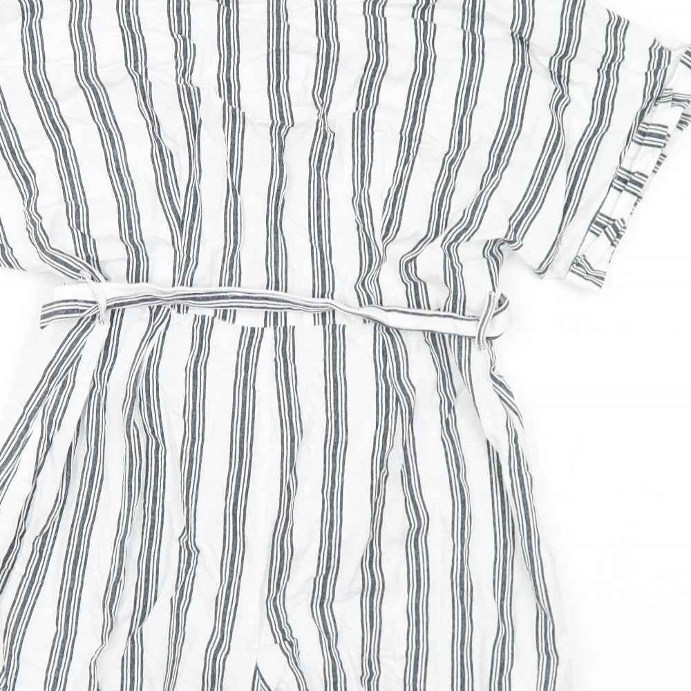 Primark Womens White Striped Viscose Romper One-Piece Size 12
