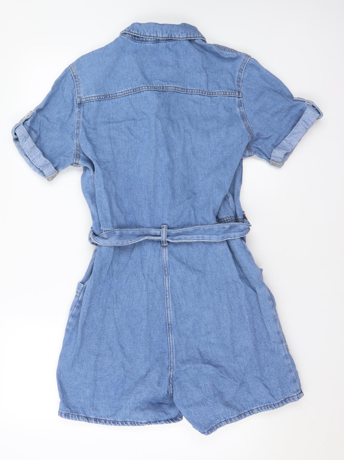 Matalan Womens Blue  Cotton Romper One-Piece Size 12 L4 in Button