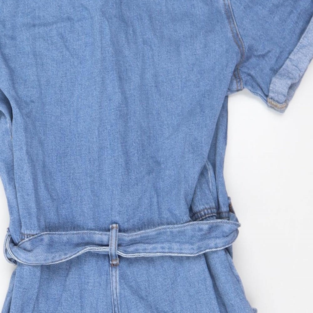 Matalan Womens Blue  Cotton Romper One-Piece Size 12 L4 in Button