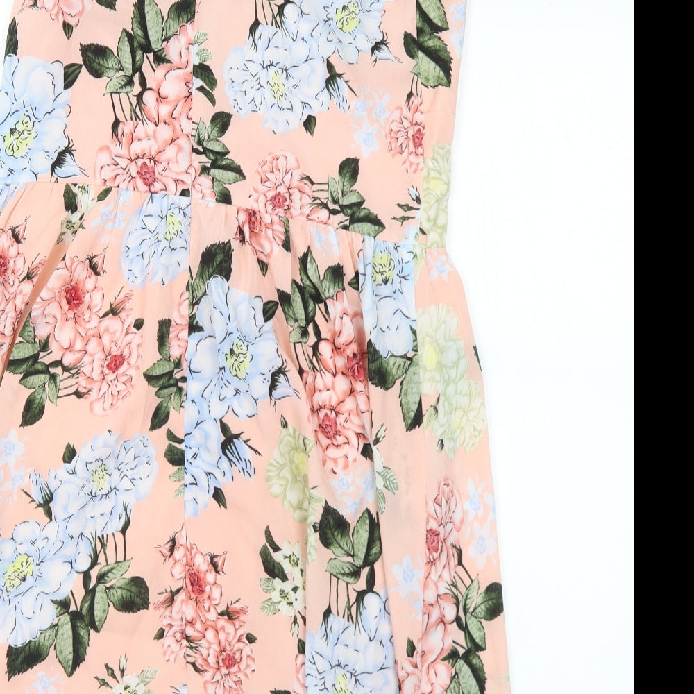 SheIn Womens Multicoloured Floral Polyester Skater Dress  Size L  V-Neck