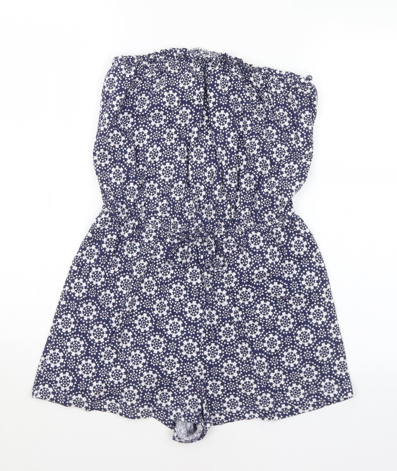 Matalan Womens Blue Geometric Cotton Romper One-Piece Size L