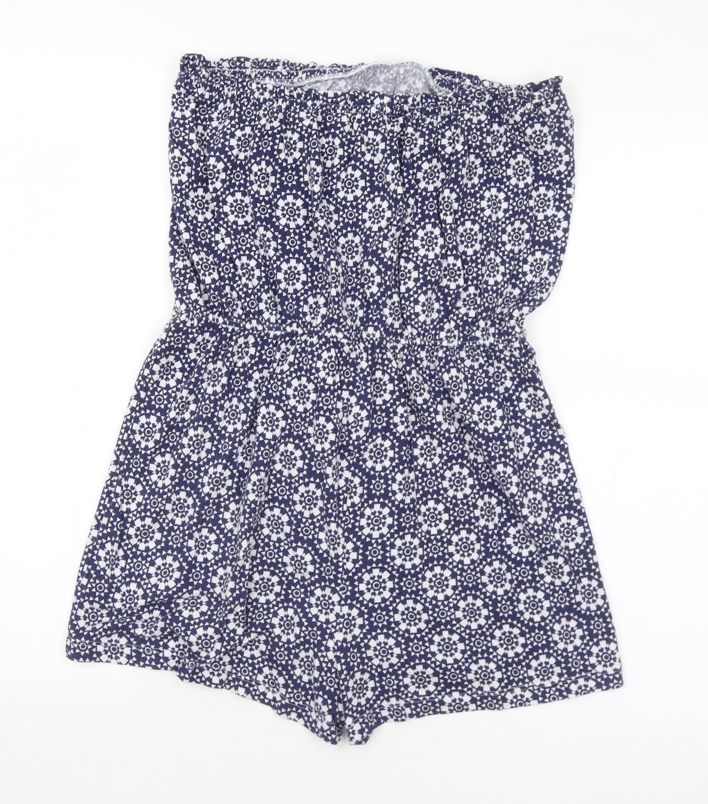 Matalan Womens Blue Geometric Cotton Romper One-Piece Size L