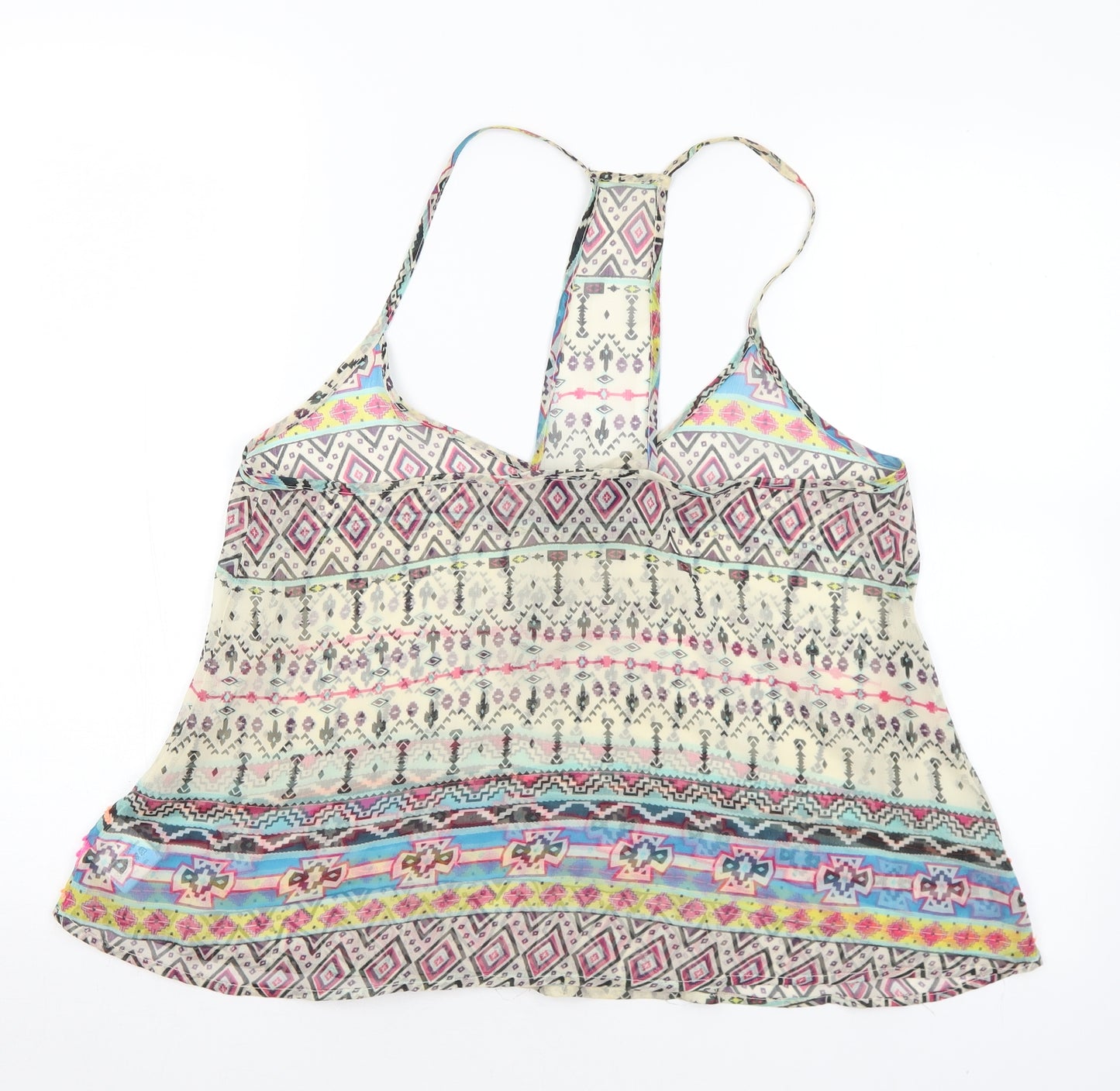 Jane Norman Womens Multicoloured Geometric Polyester Camisole Tank Size 14 Halter