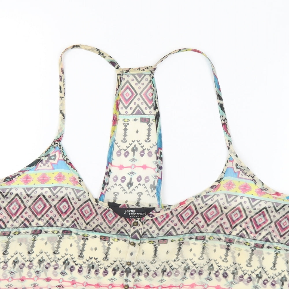 Jane Norman Womens Multicoloured Geometric Polyester Camisole Tank Size 14 Halter