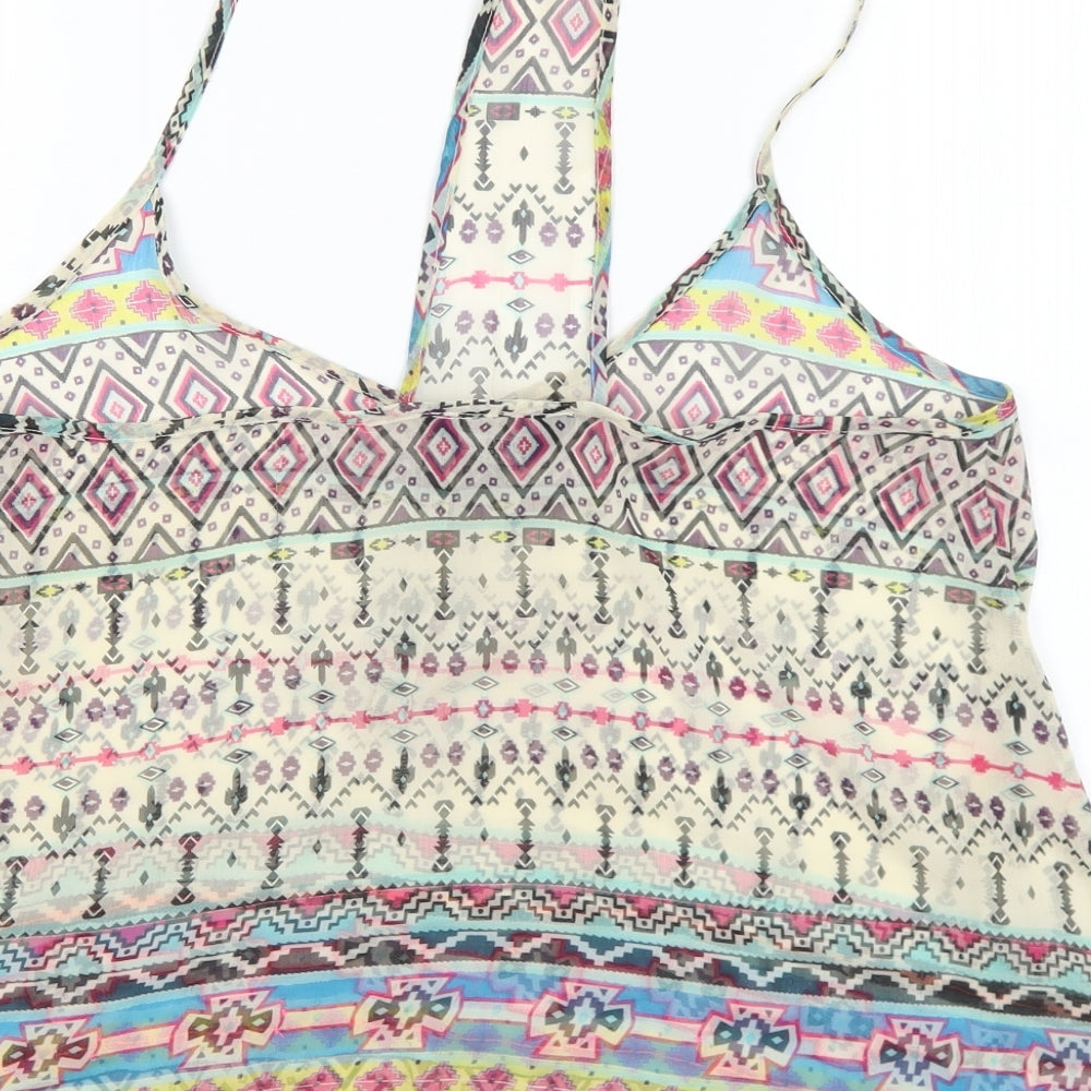Jane Norman Womens Multicoloured Geometric Polyester Camisole Tank Size 14 Halter