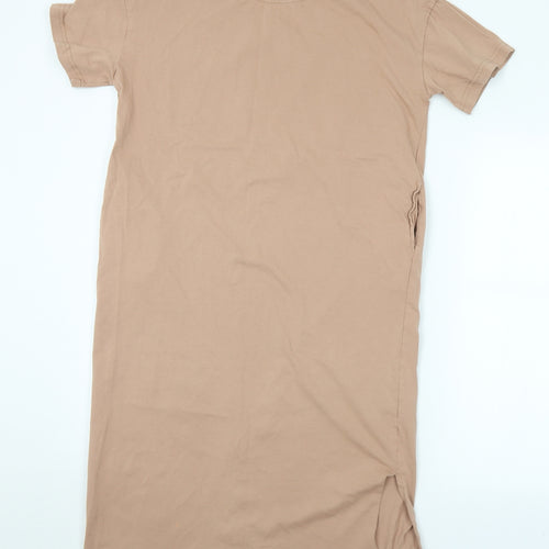 H&M Womens Brown  Cotton T-Shirt Dress  Size XS  Crew Neck