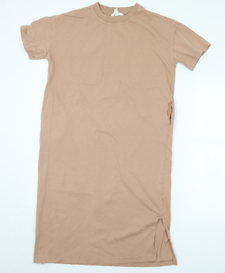 H&M Womens Brown  Cotton T-Shirt Dress  Size XS  Crew Neck