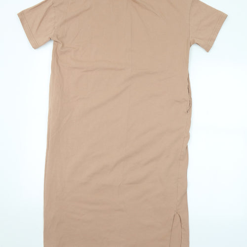 H&M Womens Brown  Cotton T-Shirt Dress  Size XS  Crew Neck