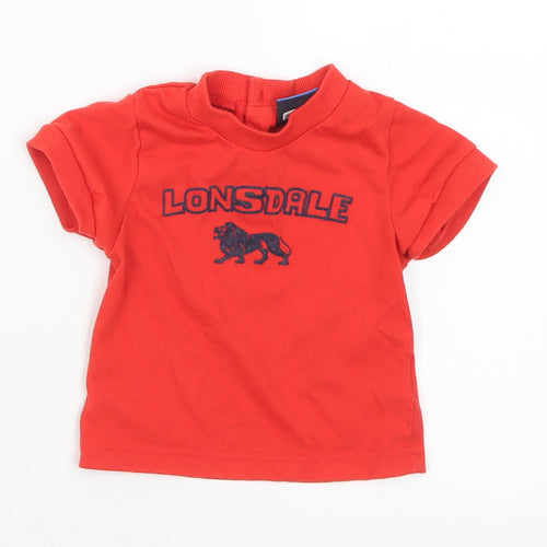 Lonsdale Baby Red  Polyester Basic T-Shirt Size 6-9 Months Crew Neck  - 6-12 months