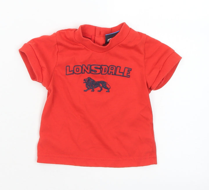Lonsdale Baby Red Polyester Basic T-Shirt Size 6-9 Months Crew Neck - 6-12 months