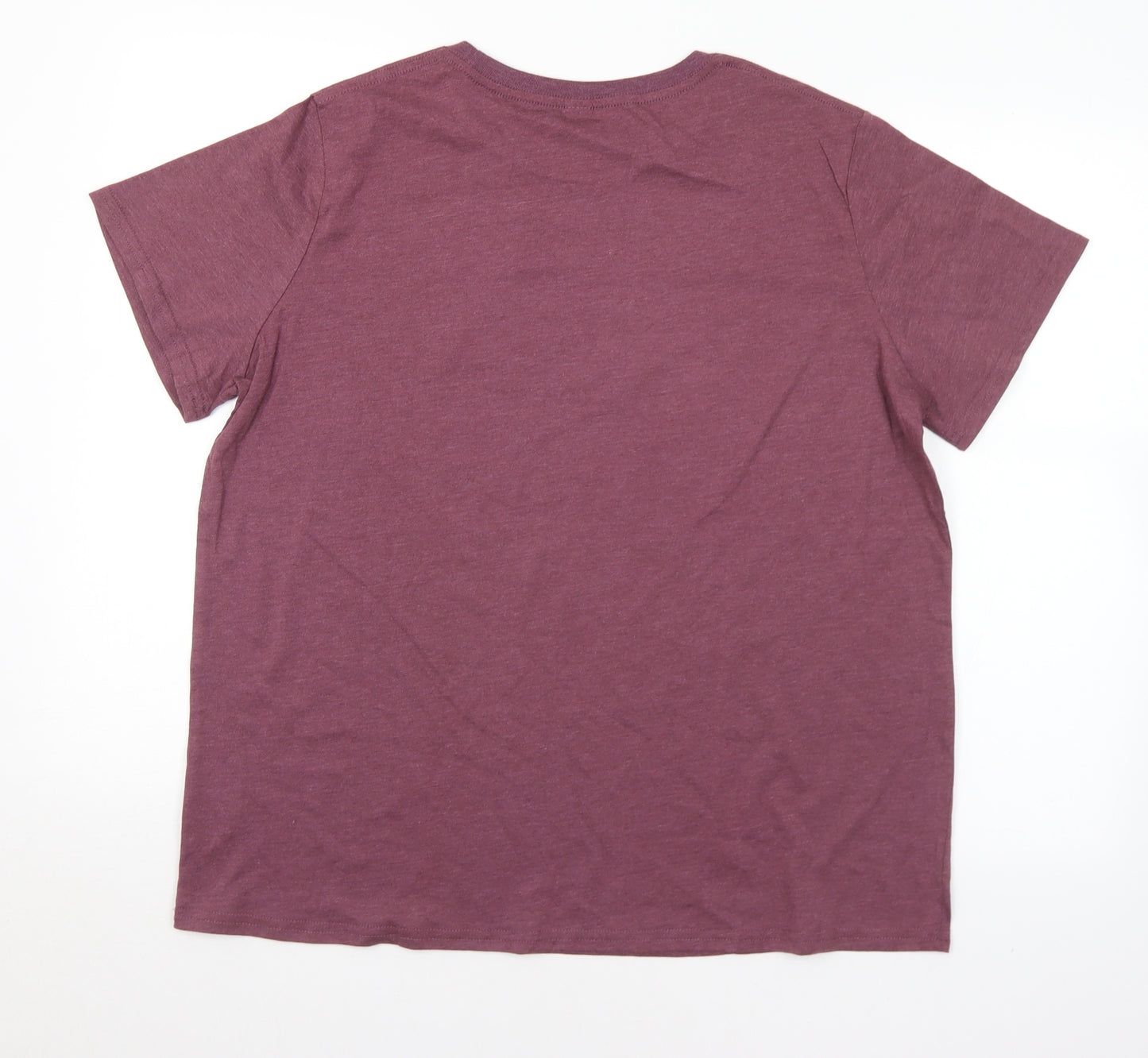 SheIn Womens Purple Floral Cotton Basic T-Shirt Size XL Crew Neck