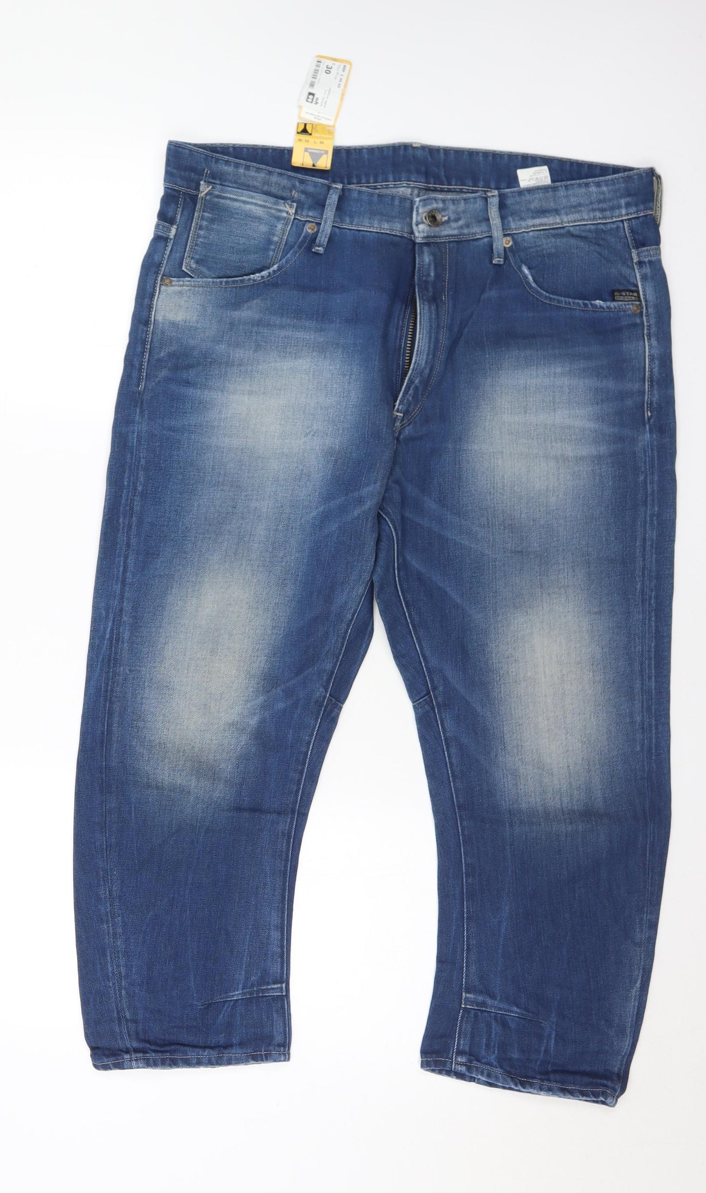 G-Star Mens Blue  Cotton Tapered Jeans Size 36 in L23 in Regular Button