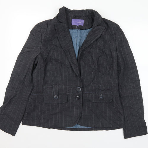 Atuonomy Womens Grey Pinstripe Polyester Jacket Suit Jacket Size 16