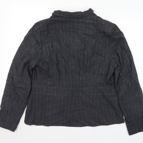 Atuonomy Womens Grey Pinstripe Polyester Jacket Suit Jacket Size 16