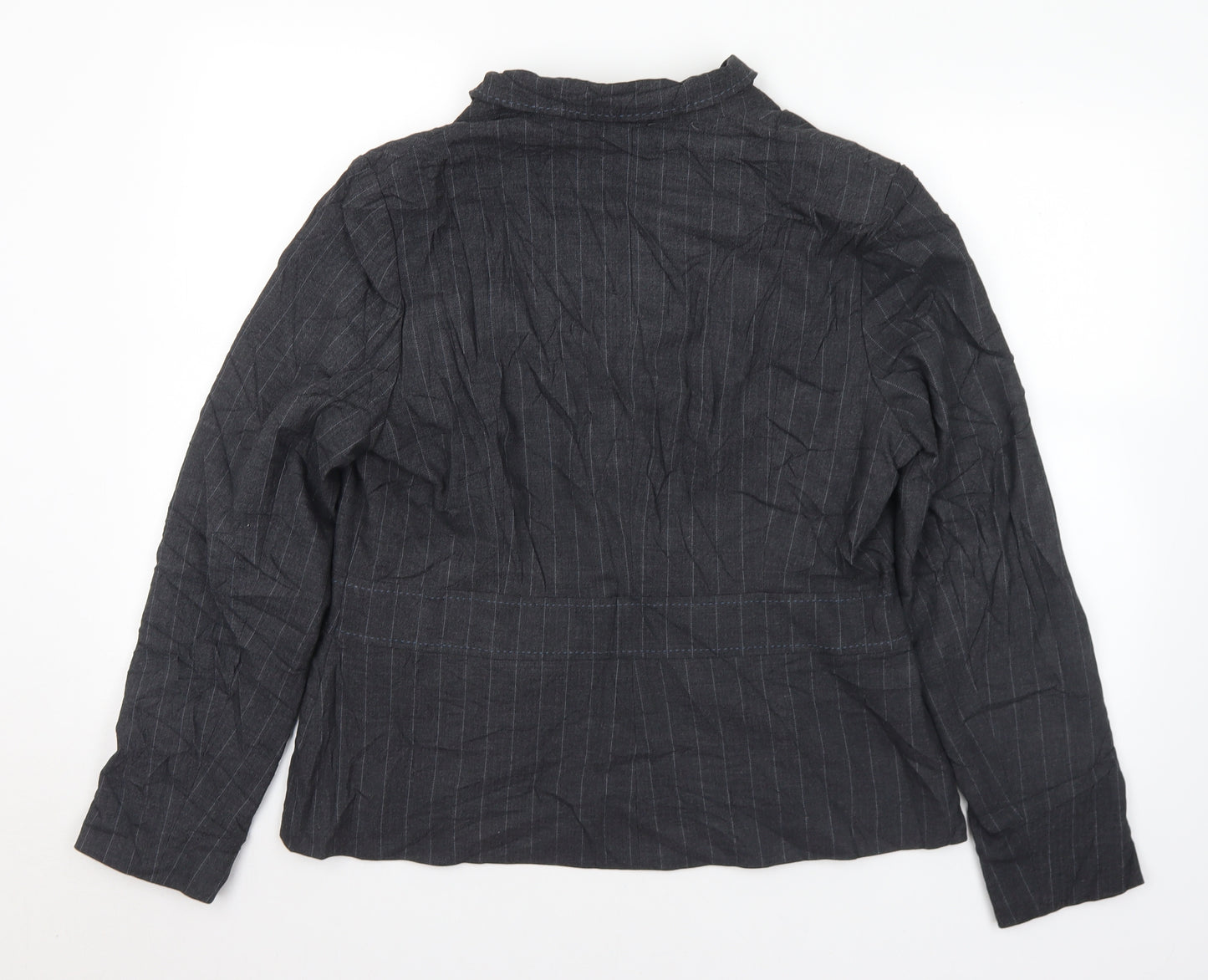 Atuonomy Womens Grey Pinstripe Polyester Jacket Suit Jacket Size 16