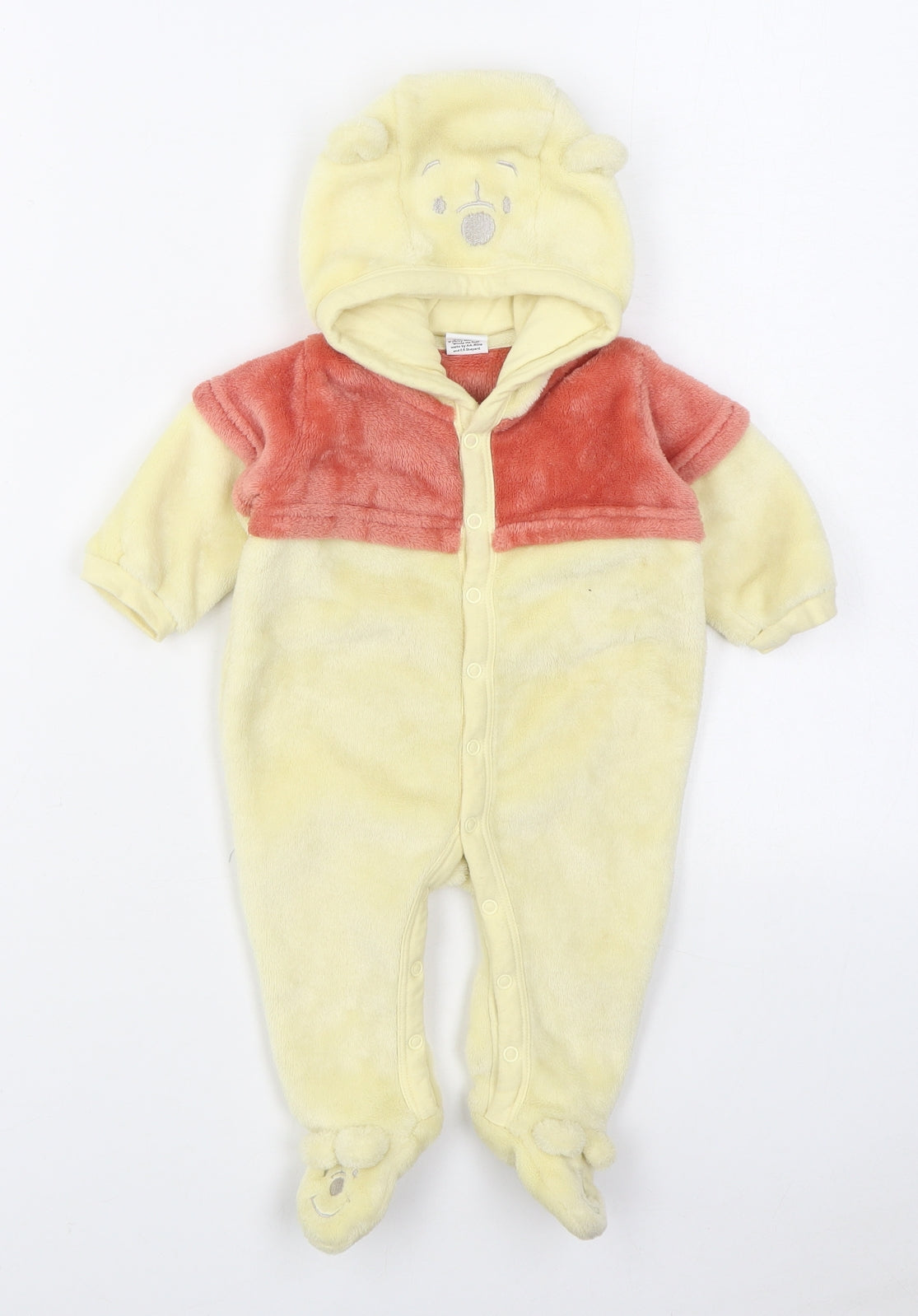Matalan Baby Yellow  Polyester Coverall Outfit/Set Size 0-3 Months  Button - Winnie the Pooh