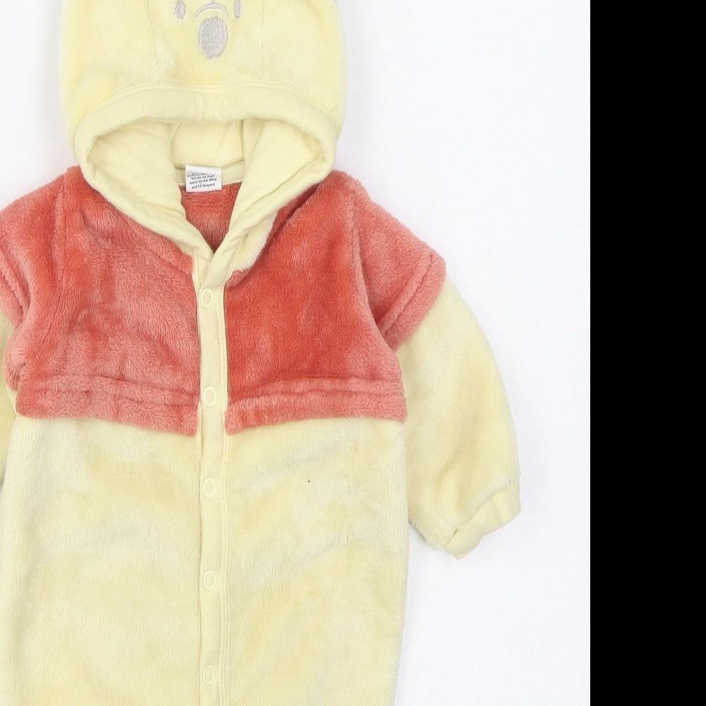 Matalan Baby Yellow  Polyester Coverall Outfit/Set Size 0-3 Months  Button - Winnie the Pooh