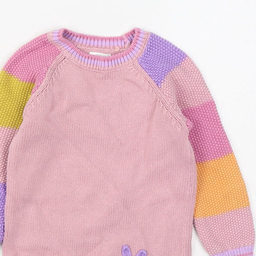 NEXT Girls Multicoloured Colourblock 100% Cotton Jumper Dress  Size 3-4 Years  Round Neck Pullover