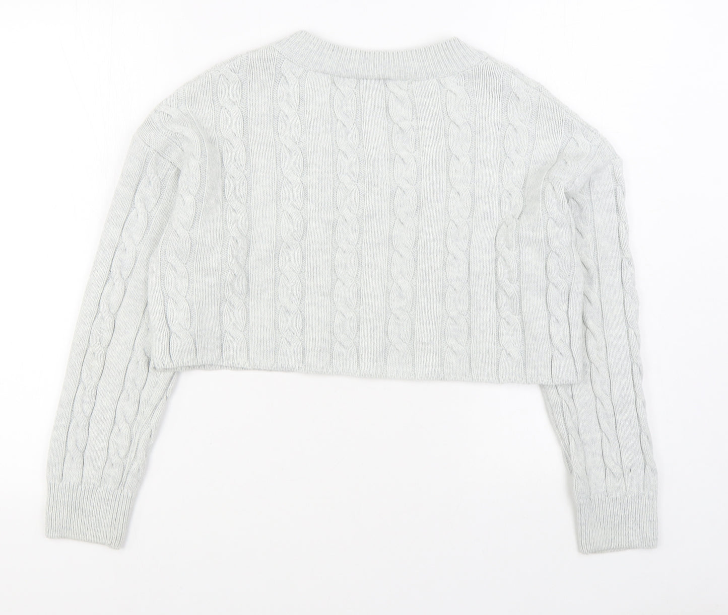 Primark Womens Grey V-Neck  Acrylic Pullover Jumper Size XS   - Cropped