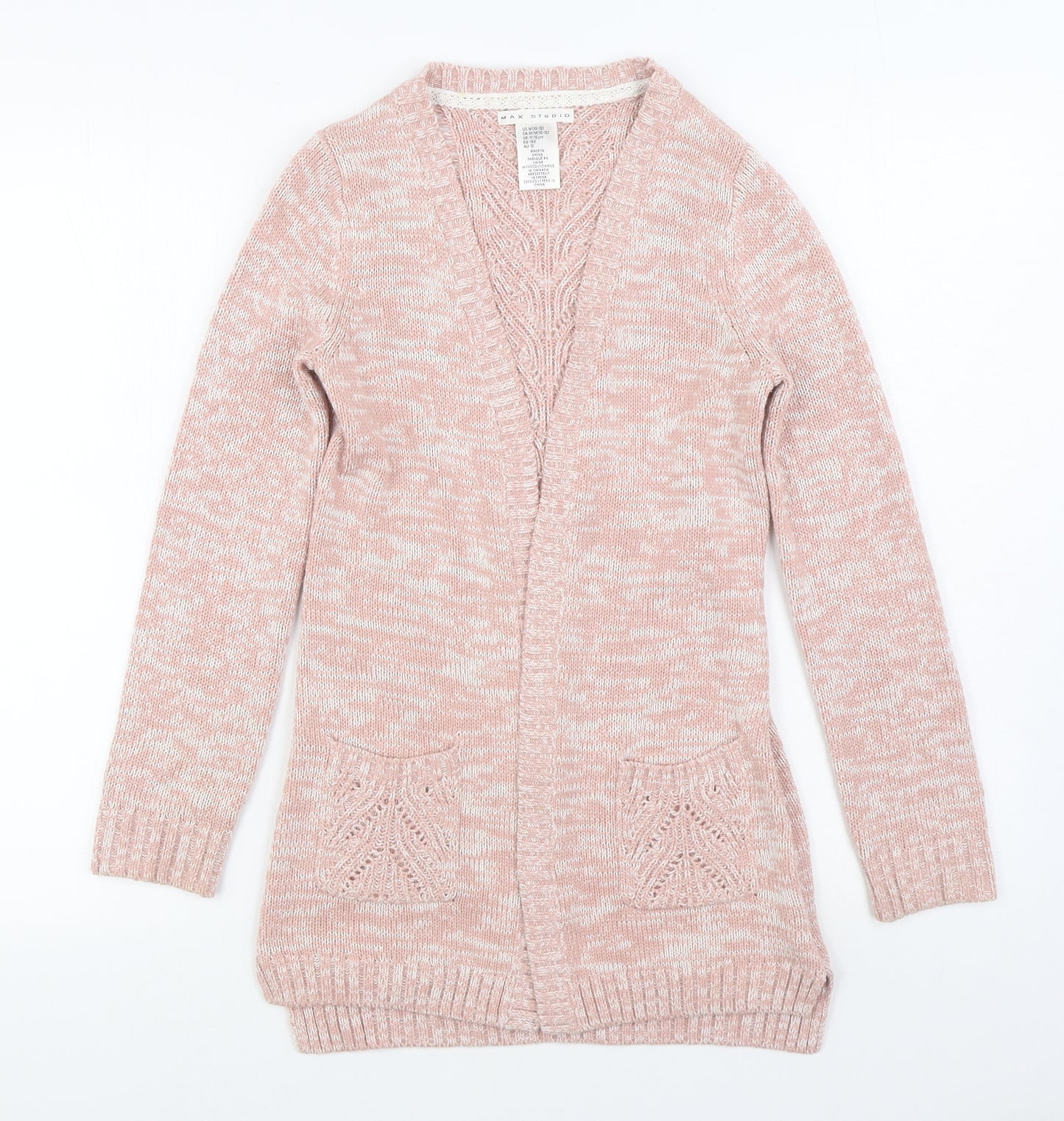 Max Studio Girls Pink V-Neck  Cotton Cardigan Jumper Size 11-12 Years  Pullover