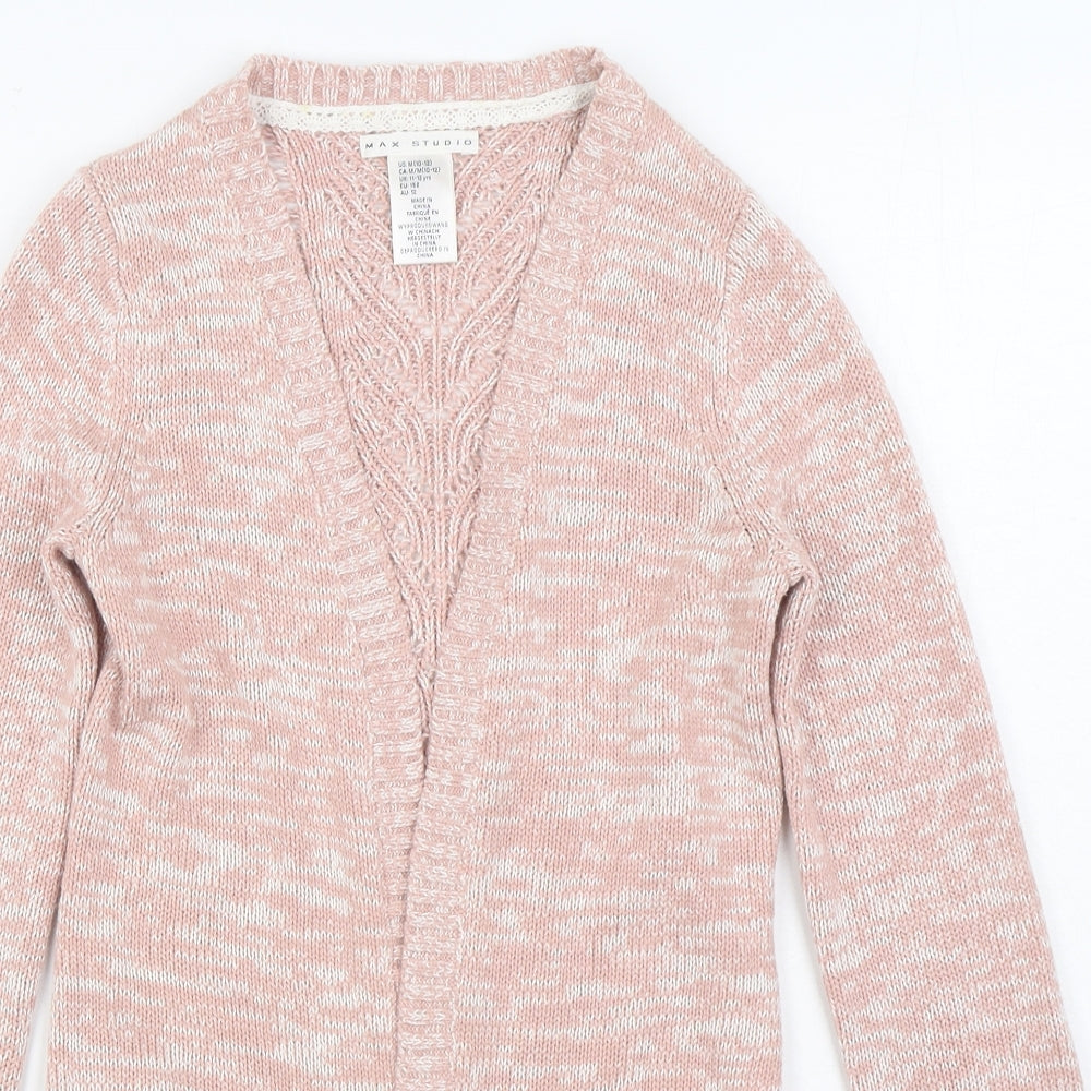 Max Studio Girls Pink V-Neck  Cotton Cardigan Jumper Size 11-12 Years  Pullover