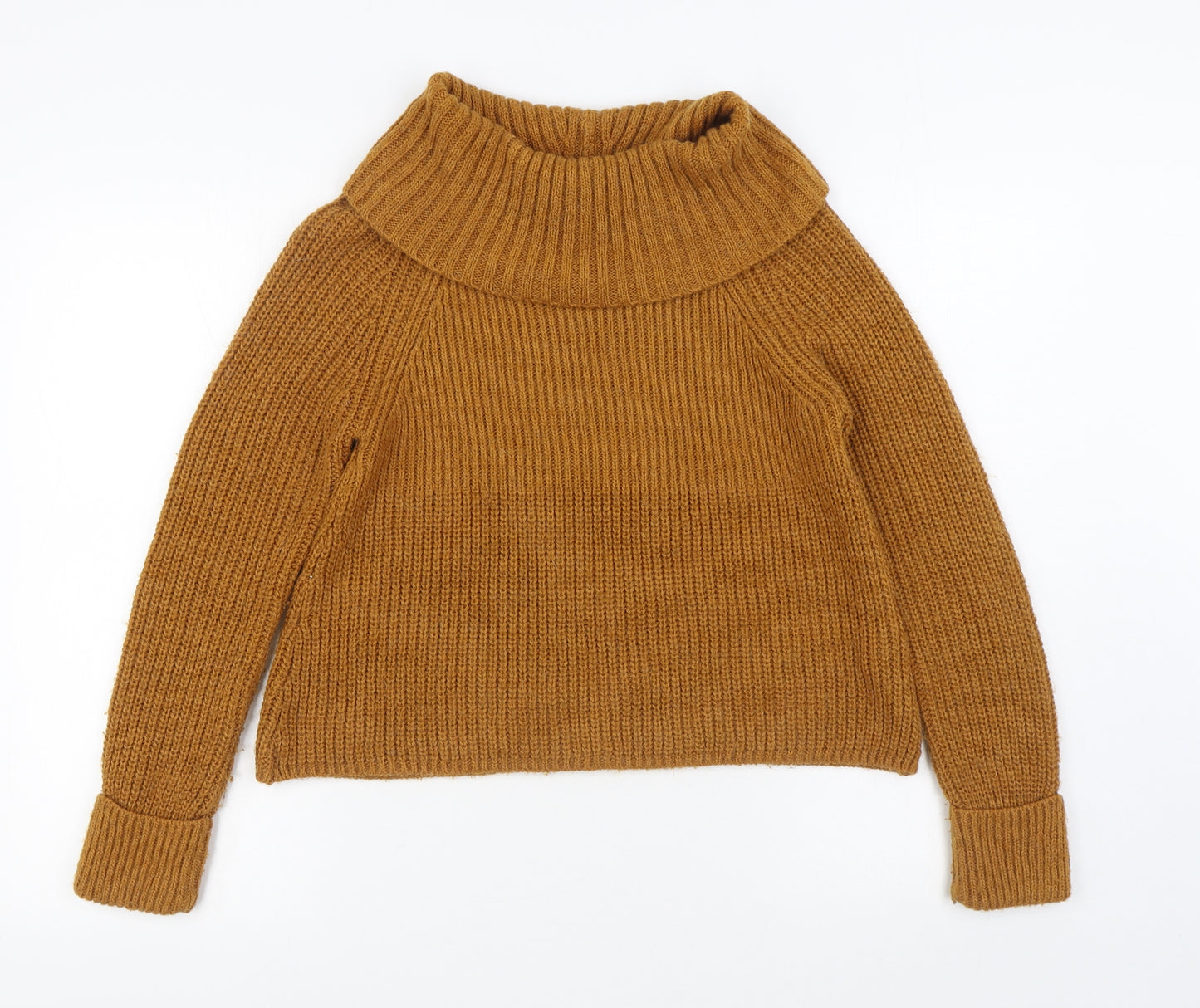 Marks and Spencer Womens Orange Roll Neck  Acrylic Pullover Jumper Size 8