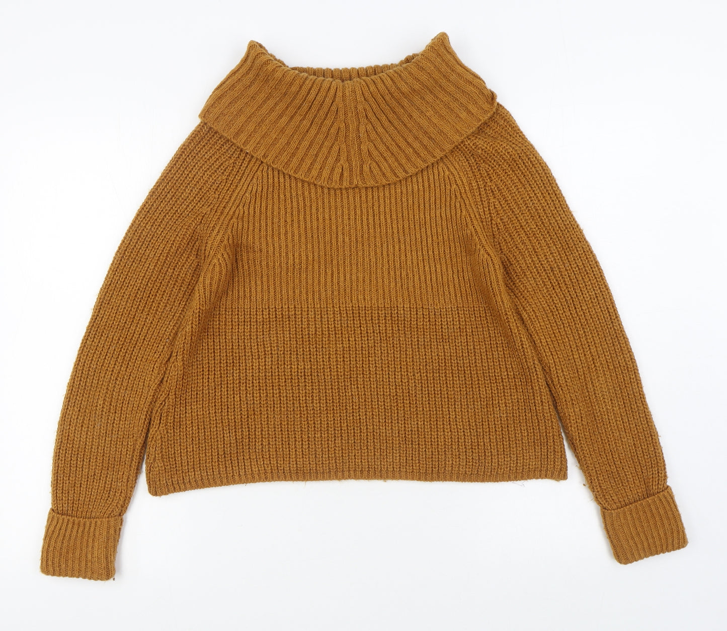 Marks and Spencer Womens Orange Roll Neck  Acrylic Pullover Jumper Size 8