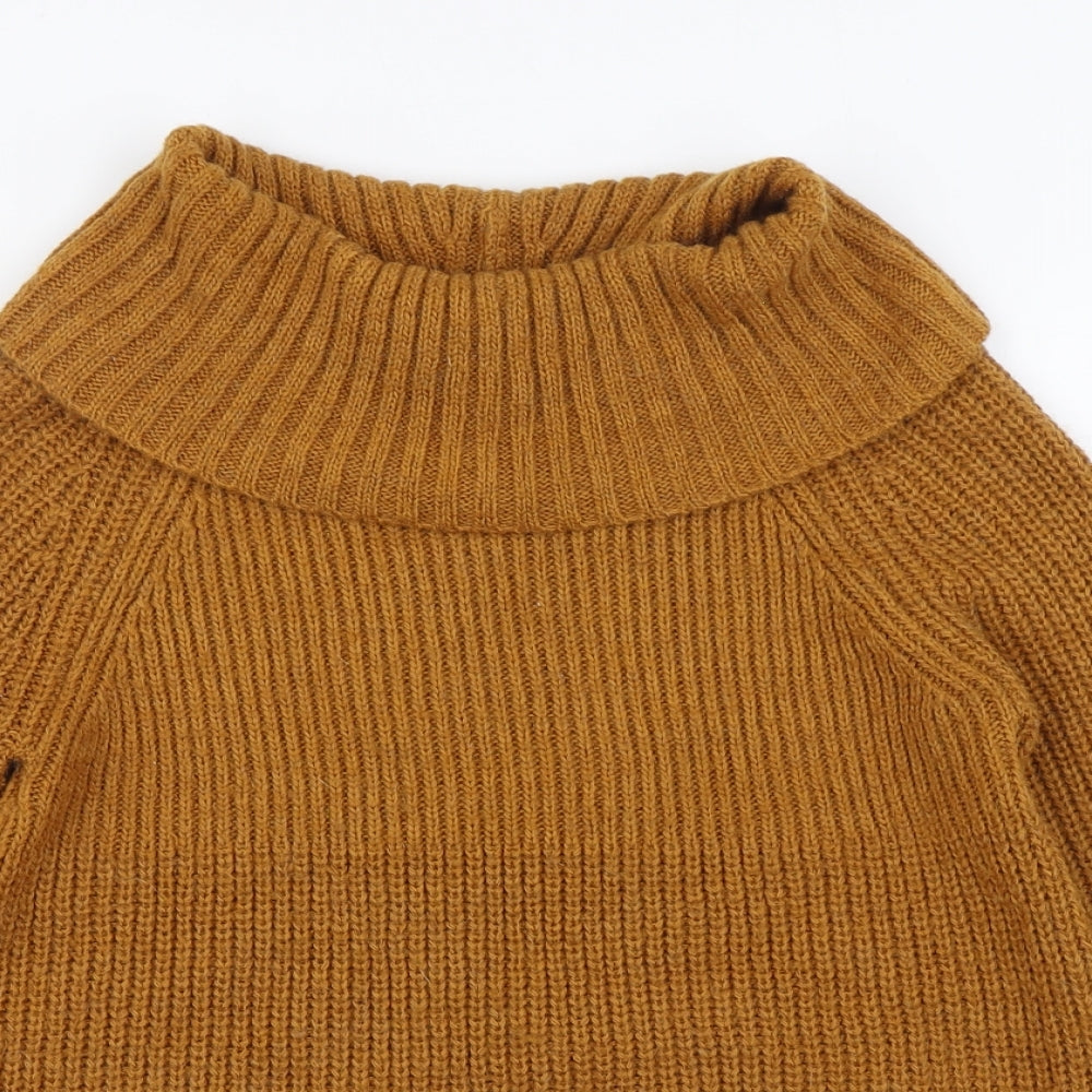 Marks and Spencer Womens Orange Roll Neck  Acrylic Pullover Jumper Size 8
