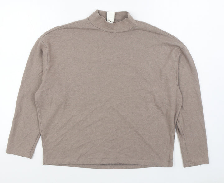 H&M Womens Beige Round Neck  Viscose Pullover Jumper Size XS