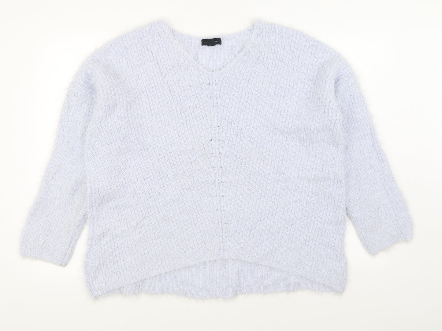 Primark Womens Blue V-Neck  Acrylic Pullover Jumper Size L