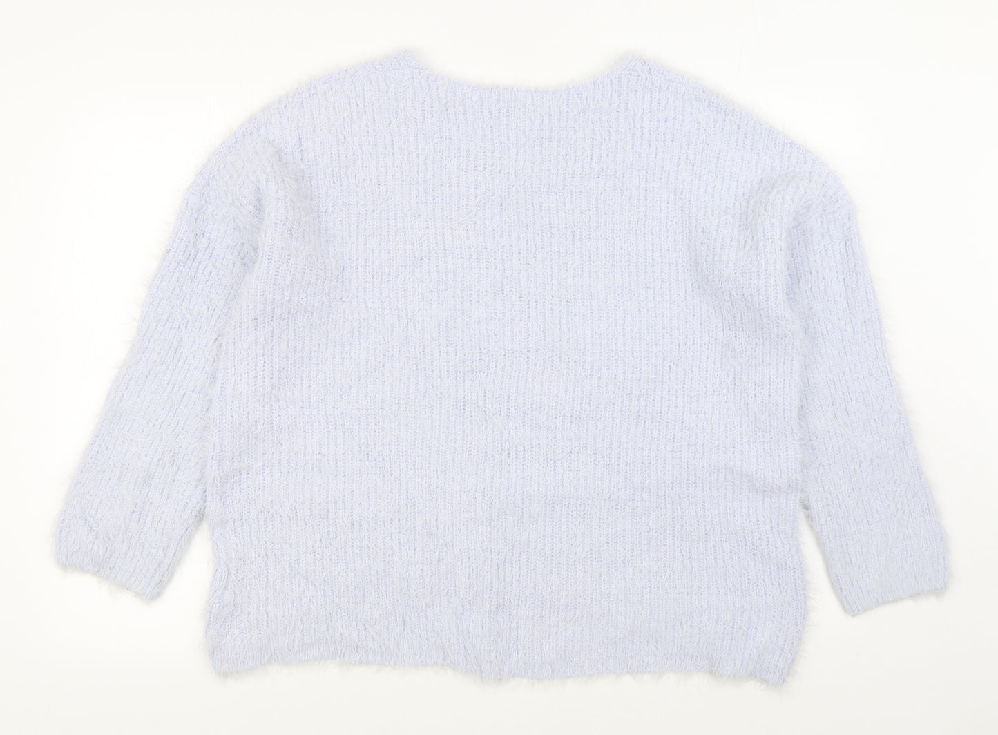 Primark Womens Blue V-Neck  Acrylic Pullover Jumper Size L