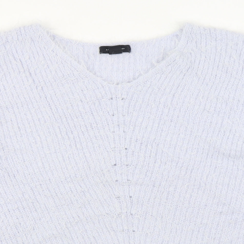 Primark Womens Blue V-Neck  Acrylic Pullover Jumper Size L
