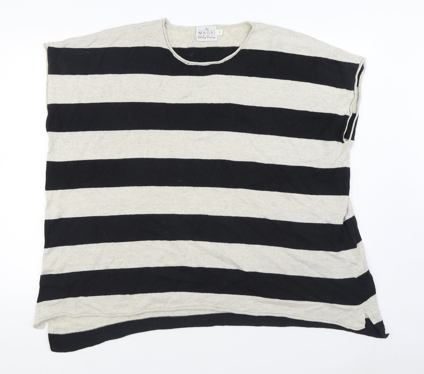 Masai Womens Beige Round Neck Striped Linen Pullover Jumper Size S