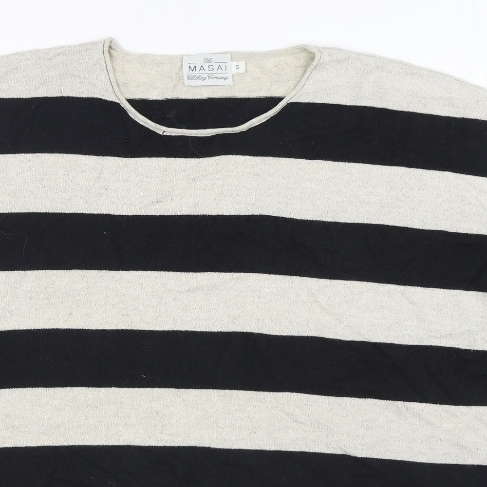 Masai Womens Beige Round Neck Striped Linen Pullover Jumper Size S
