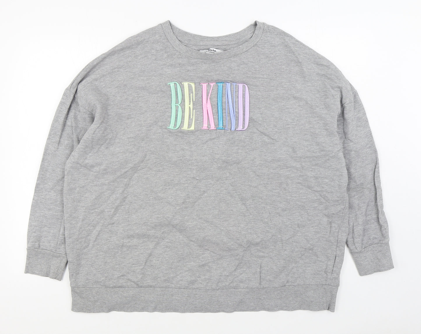 Simply Be Womens Grey  Cotton Pullover Sweatshirt Size 24  Pullover